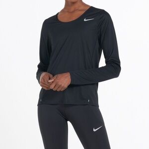 Nike Running Long Sleeve Shirt Lightweight Size Medium Black